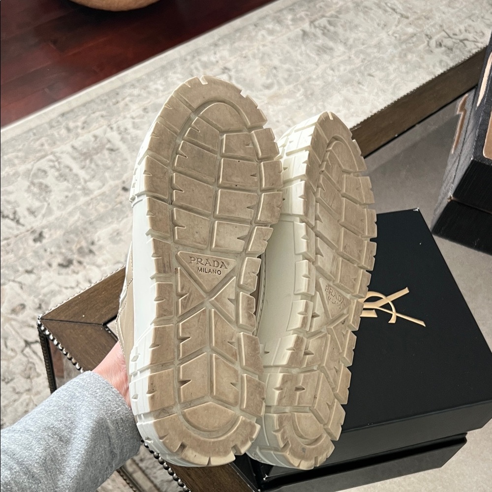 Prada Women's Cream Platform Sneakers - Picture 7 of 13